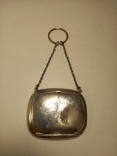 Sterling Silver S&Co Powder Compact Antique Birmingham 1916 on Finger Chain