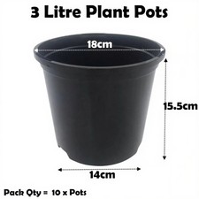 3 Litre Black Plant Pots
