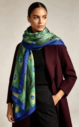 Green blue scarf gold arty - blue,