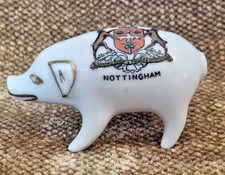 Crested ware Hancock Corona china Pig - City of Nottingham crest