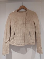 Women'sbeige Leather Effect Jacket By  Rhino & Pelle. Slight Mark On 1 Sleeve