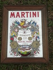 Vintage 1980's Framed Pub Mirror Martini Vermouth Martini Rosso 25cm x 32.5cm