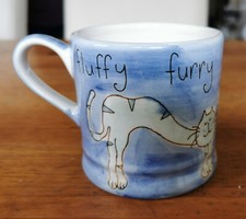 Whittard of Chelsea 'Fluffy Furry Fun-Loving Kittens' Blue Stoneware Mug