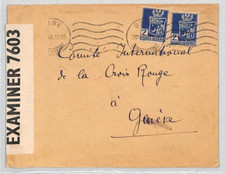 France Cols ALGERIA WW2 Cover Bone Constantine RED CROSS Geneva 1943 YZ56
