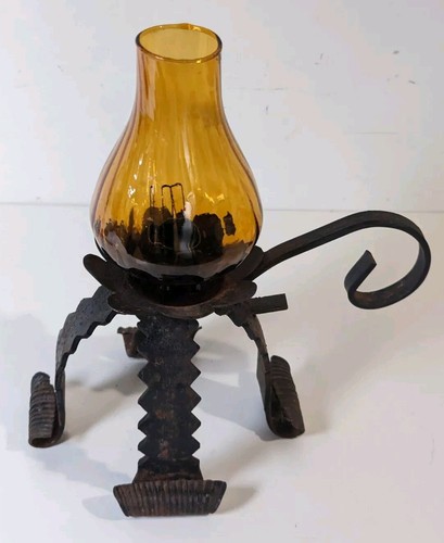 Cast iron chamberstick candle - cast,