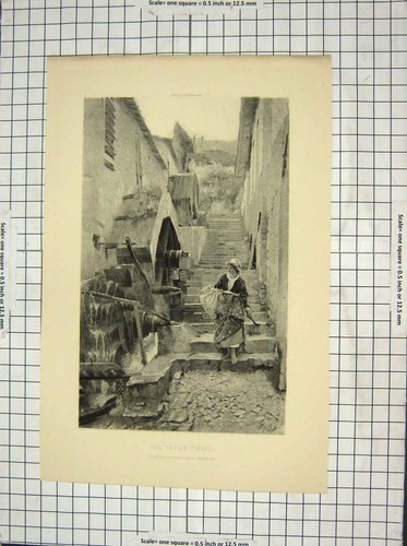 Original old antique print - old,