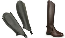 SHIRES HIGH QUALITY GENUINE REAL LEATHER GAITERS DRESSAGE TOP FULL ZIP 