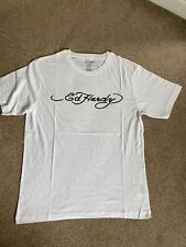 Men's White Ed Hardy Logo Print T-Shirt Size Large 100% Cotton
