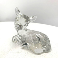 Vintage Crystal Glass Deer Bambi Fawn Ornament, Christmas Reindeer Wildlife  3"