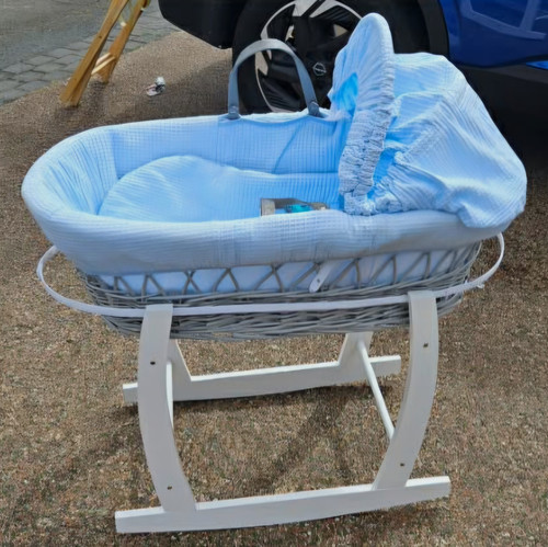 Baby blue wicker moses basket - baby,