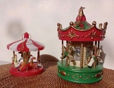 Vintage 1990s Plastic Christmas Decorations Carousel Merry Go Round Funfair