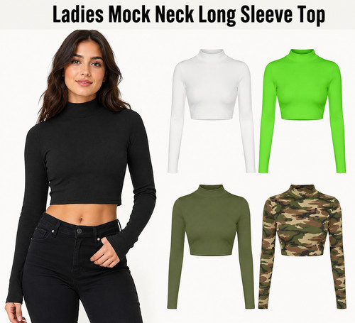 Ladies long sleeve mock - ladies,