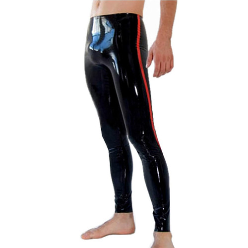 Men black latex leggings - black,
