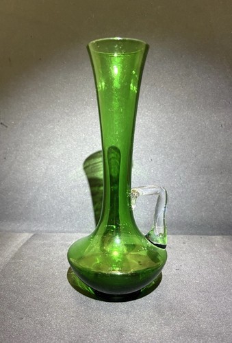 Vintage murano green vase tall - vintage,