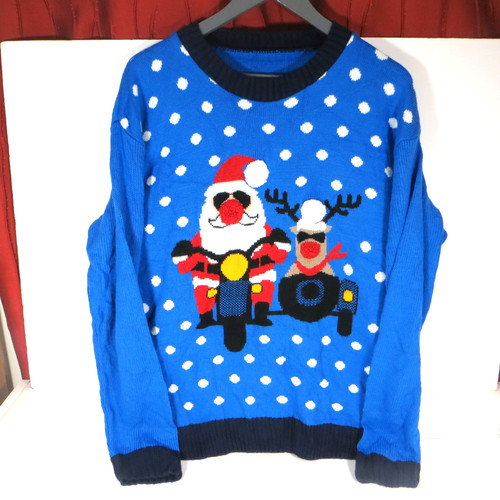 Ladies blue christmas jumper - blue,