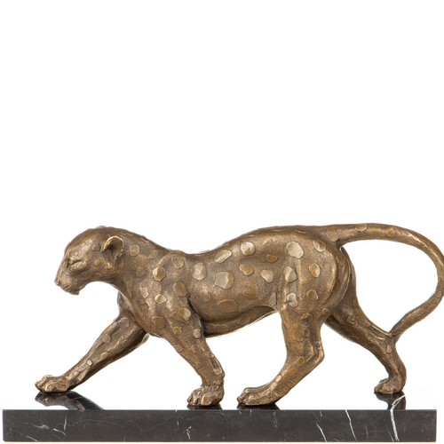 Bronze sculpture leopard art - sculpture,