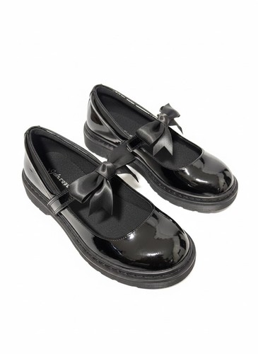Girls black patent school - black,