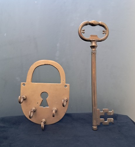 Vintage heavy brass key and - heavy,