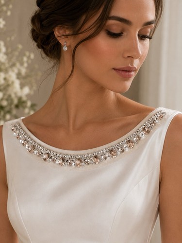 Beaded rhinestone neckline - 10,