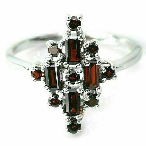 Silver ring red - silver, garnet