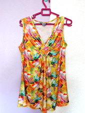 EXCELLENT CONDITION EXOTIC PATTERN  10 12 SILKY  MICHELE HOPE VEST STYLE TOP QVC