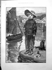 Old Print Little Fisherman Boy String Portraits Heywood Canon Wade 1893 19th