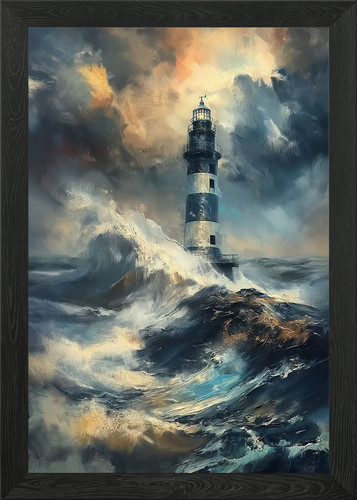 Lighthouse the storm framed - storm,