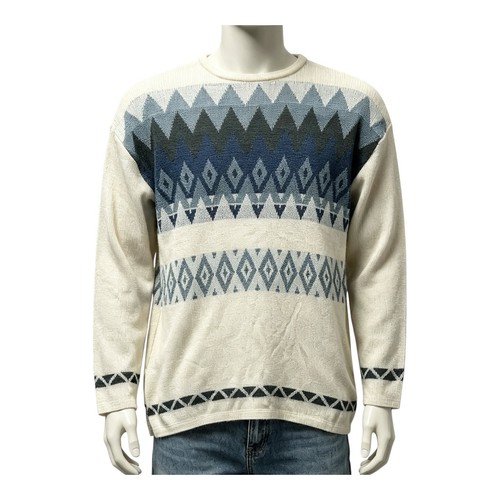 Vintage 80s jumper mens white - 80s,