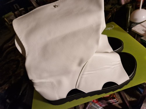 Black sole pvc white boots - white, new