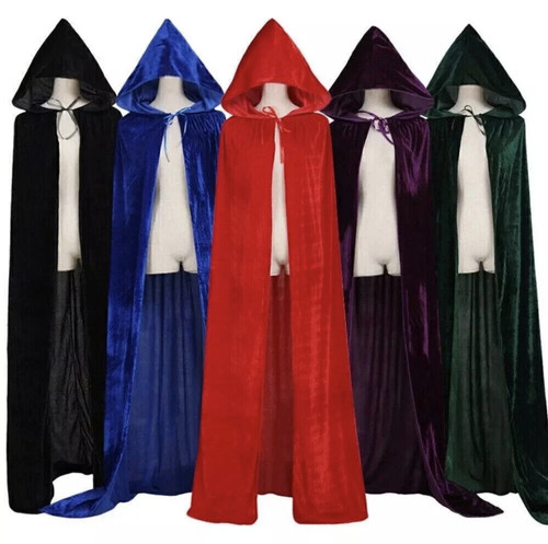 Adult velvet hooded robe cloak - velvet,