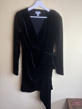 Velvet Wrap Dress Black Long