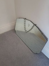 Vintage Frameless Geometric Bevelled Wall Mirror Long Hanging Chain 