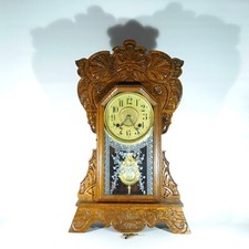 ANTIQUE NEW HAVEN CLOCK CO GINGERBREAD PARLOUR - MANTEL CLOCK