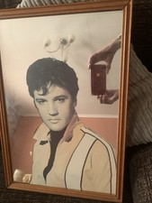 Elvis Presley Vintage Picture Mirror 1970s Wooden Framed
