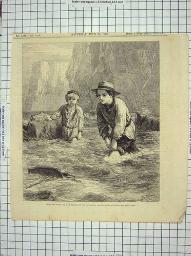 Original old antique print - antique,