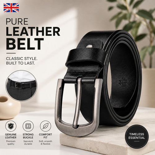 Mens genuine leather belt 38mm - mens,