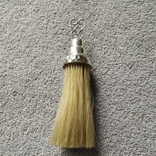 CIRCULAR ANTIQUE ORNATE HORSE HAIR and  SOLID SILVER CRUMB BRUSH 17cm long