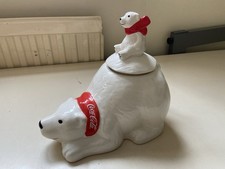 Original Coca Cola Polar Bears Cookie Jar - Used But Sound