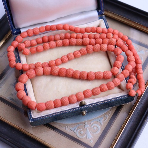Antique carved coral necklace - antique,