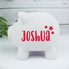 Kids Gift Personalised Small Piggy Bank Money Box Coins Children Saving Any Name