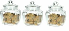 3Pc 600ml Glass Storage Jar Set Tea Coffee Sugar Canister Set Food Snacks Cereal