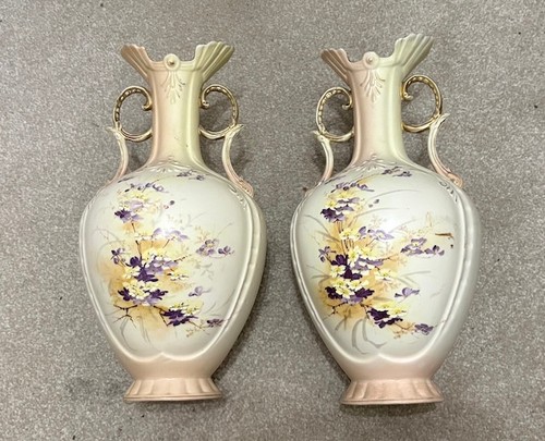 Pair vintage hand painted - of,