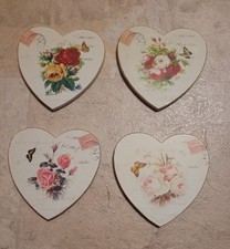 X 4 Shabby Chic Wood Heart