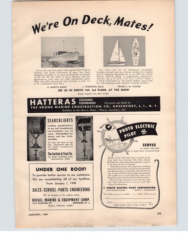 1949 paper hatteras - ad,
