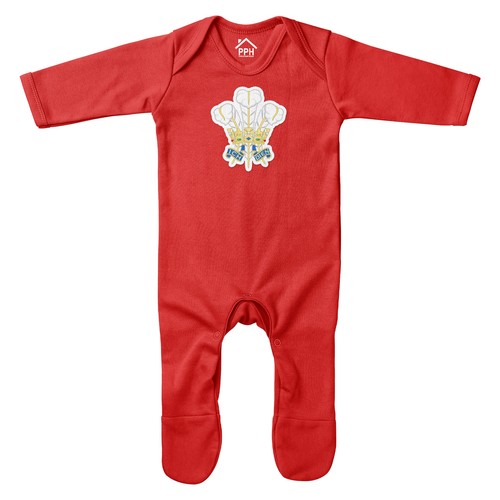Cymru feathers rugby babygrow - cymru,