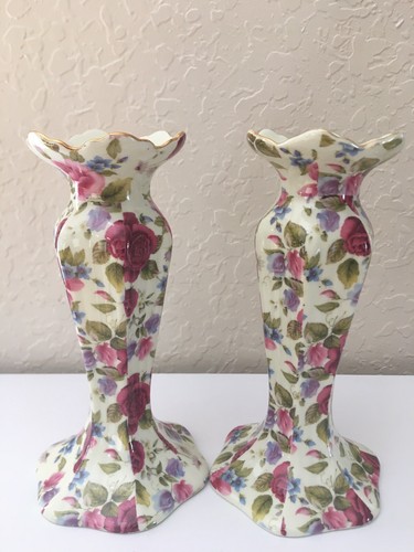 Vintage floral candlesticks