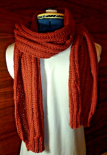 Hand Knitted ribbed scarf Long length Pure wool Rowan Designer Collection NEW