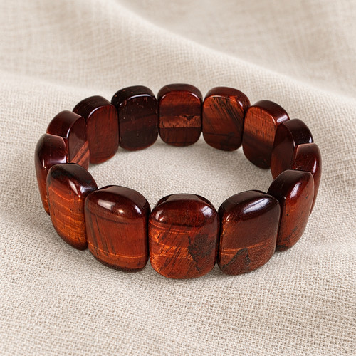 Red tiger eye bracelet chunky - red,