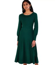 BNWT Monsoon Harper Size XXL 22 24 Green Pleat Look Midi Dress