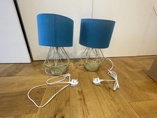 Blue & Gold Touch Bedside Lamp Set